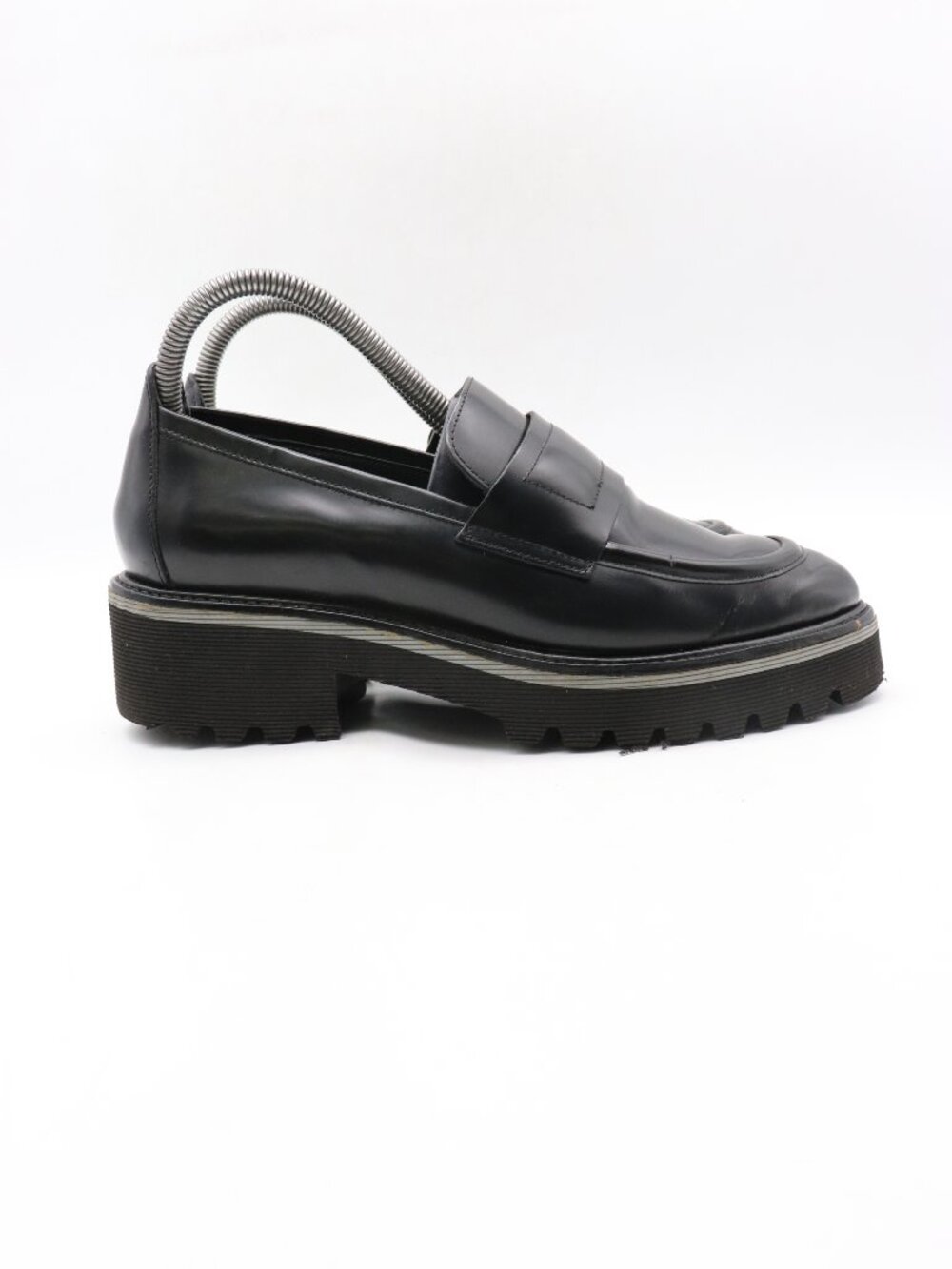 M.Gemi Platform Loafers Women's Size EU 39 Black Leather Slip On Chunky Sole